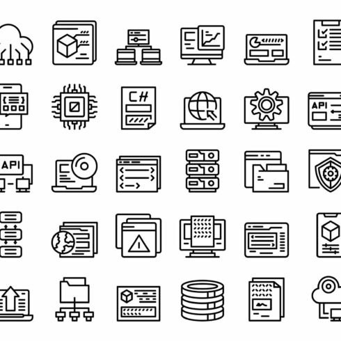 Software icons set outline vector. cover image.