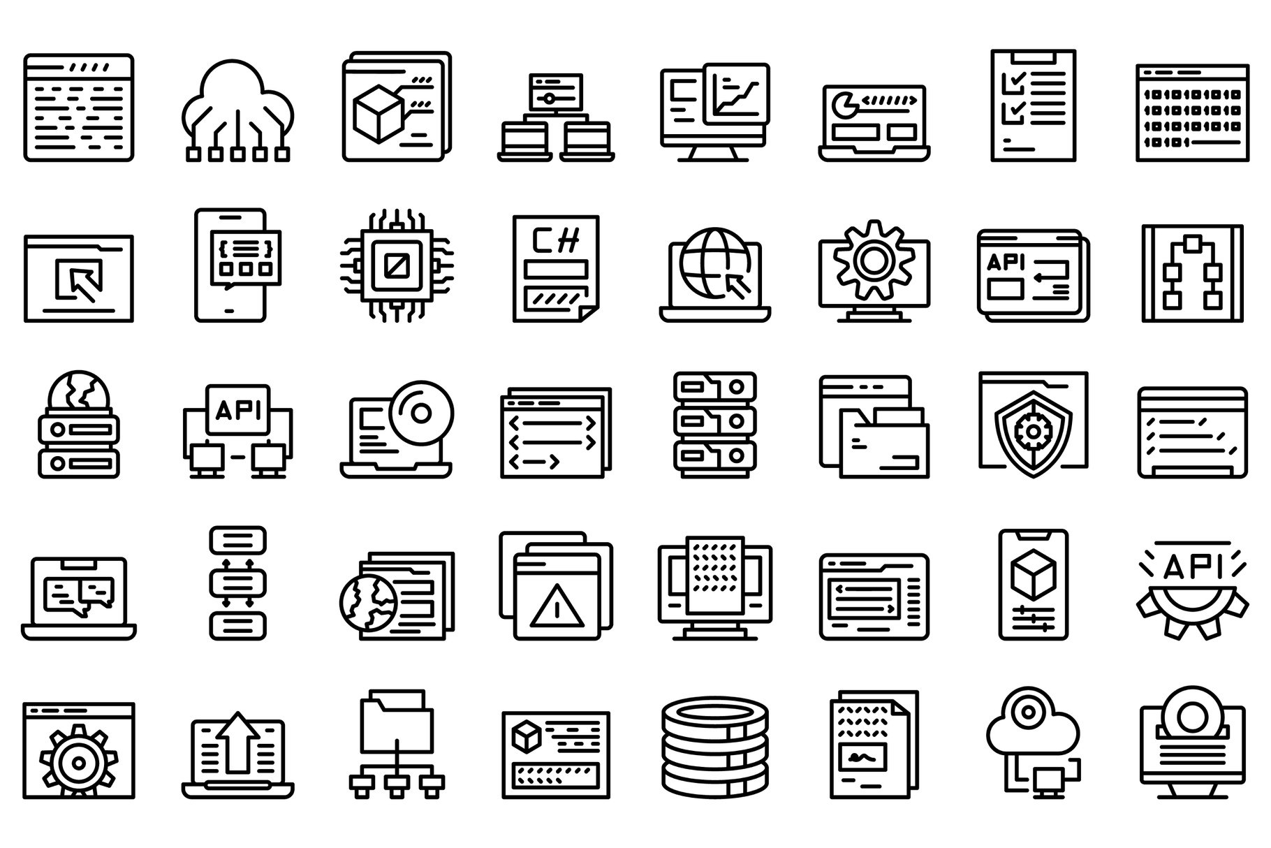Software icons set outline vector. cover image.