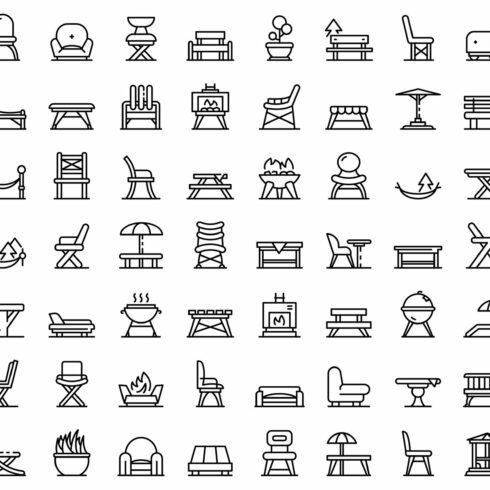 Garden furniture icons set cover image.