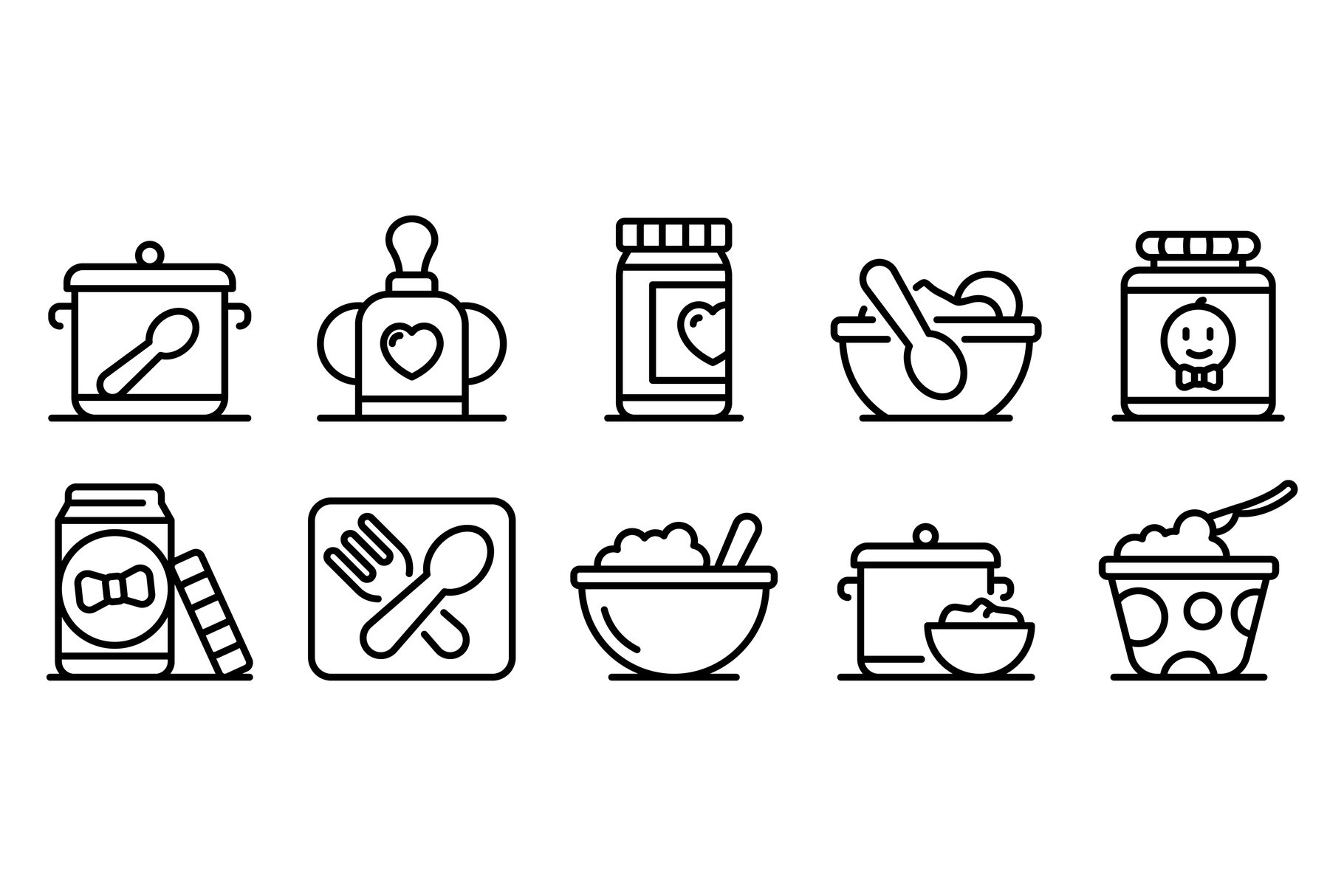 Baby kitchen icons set cover image.