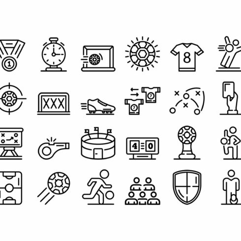 Soccer icons set, outline style cover image.