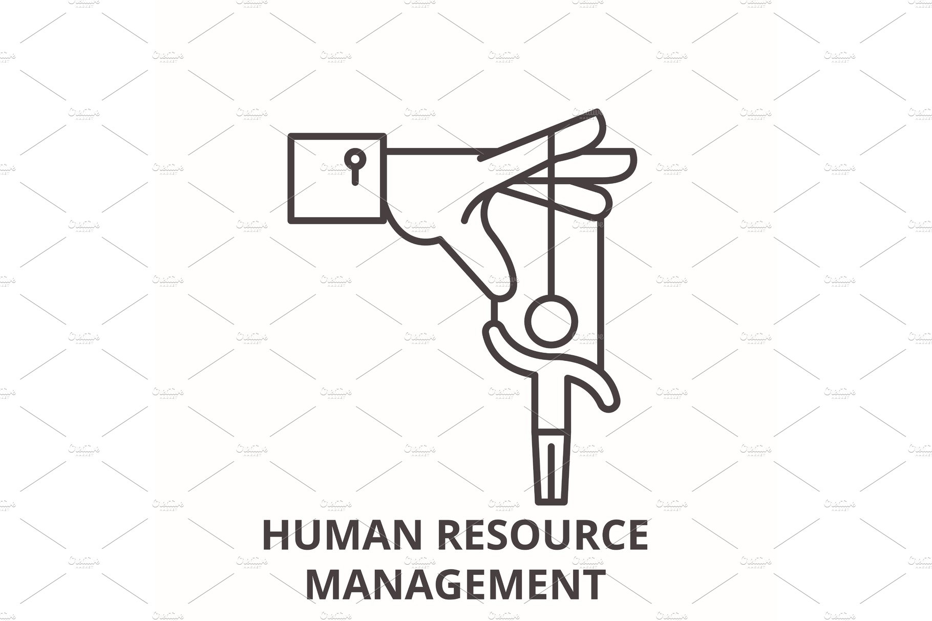 Human resource management line icon cover image.