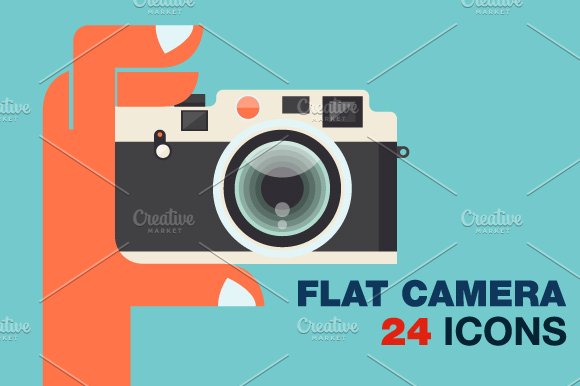 Flat Camera Icons Bundle cover image.