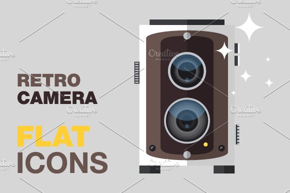 Retro Camera Flat Icons cover image.