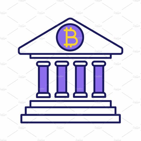 Bitcoin banking color icon cover image.