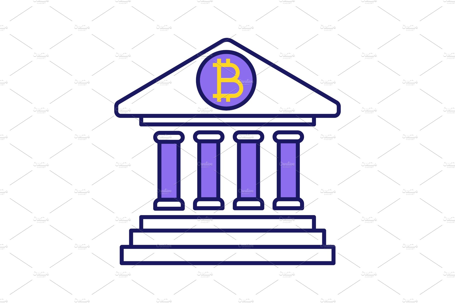 Bitcoin banking color icon cover image.