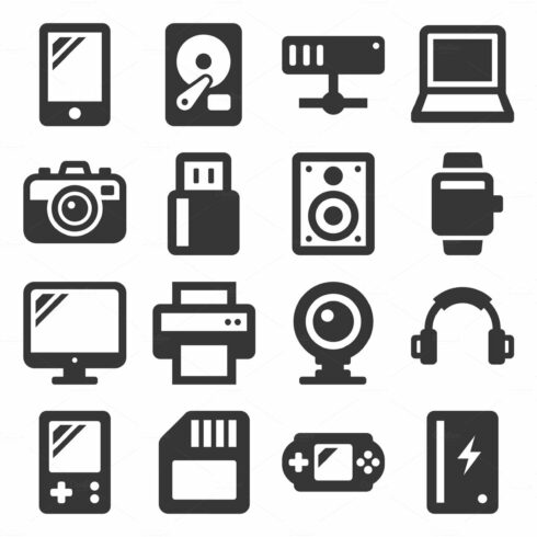 Devices and Gadgets Icons Set on cover image.