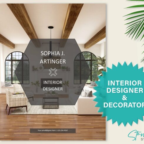 Interior Designer Resume Template cover image.