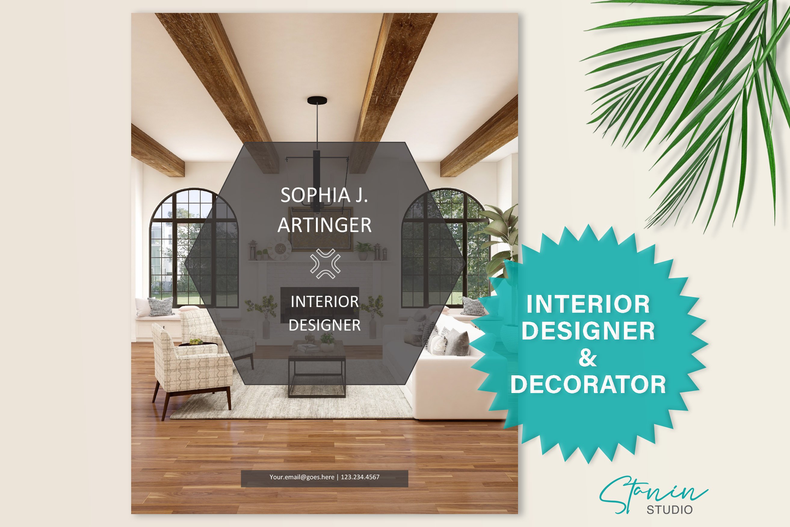 Interior Designer Resume Template cover image.