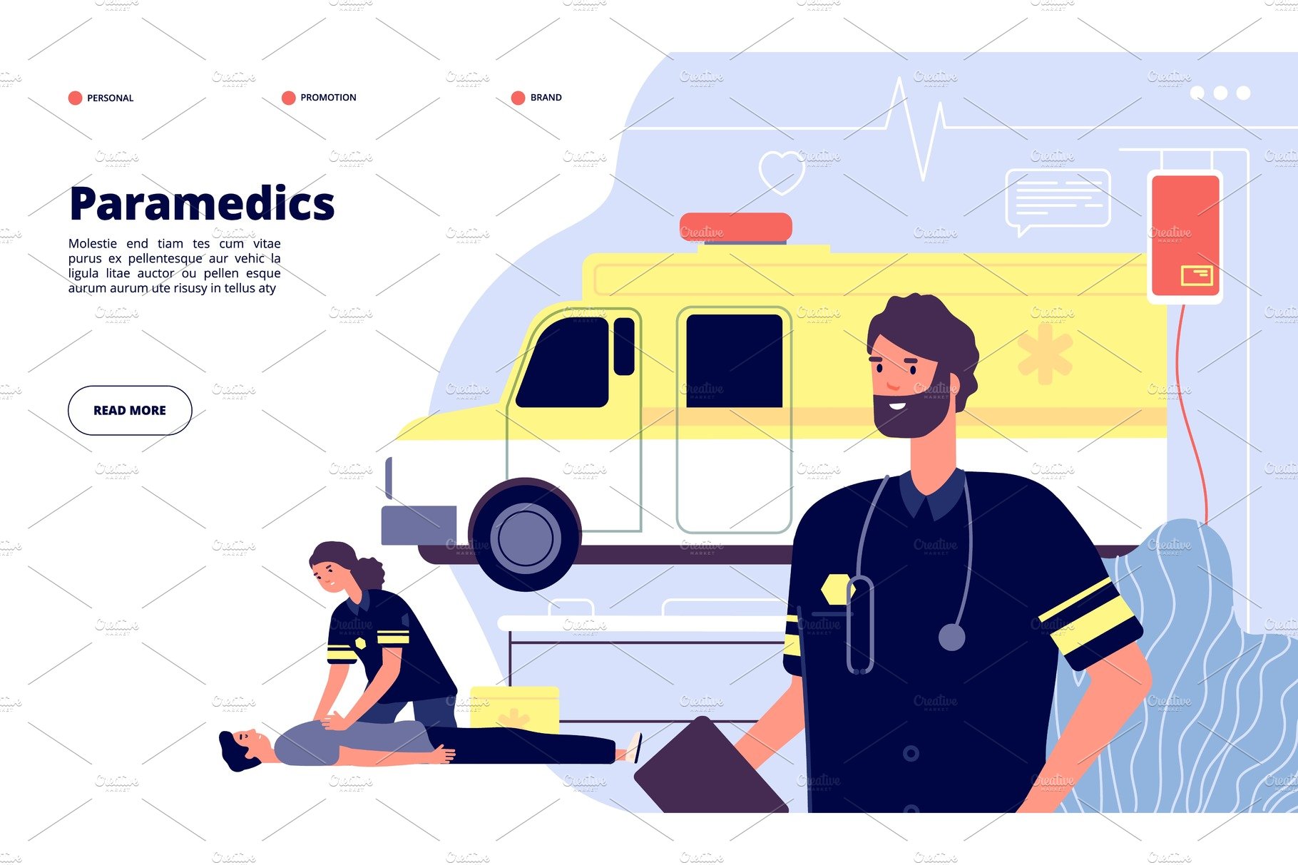 Ambulance service. Paramedic nurses cover image.