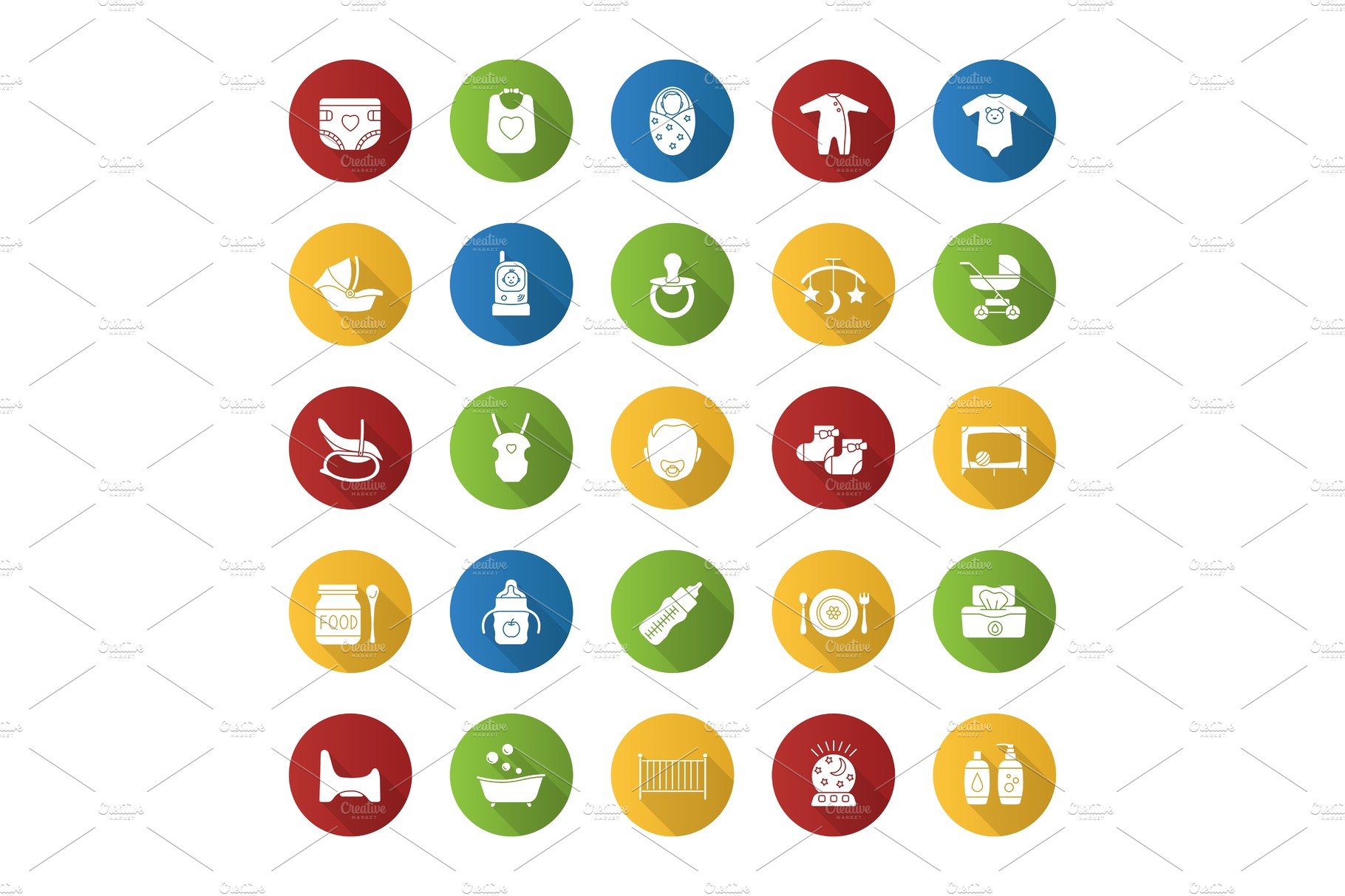 Childcare icons set cover image.