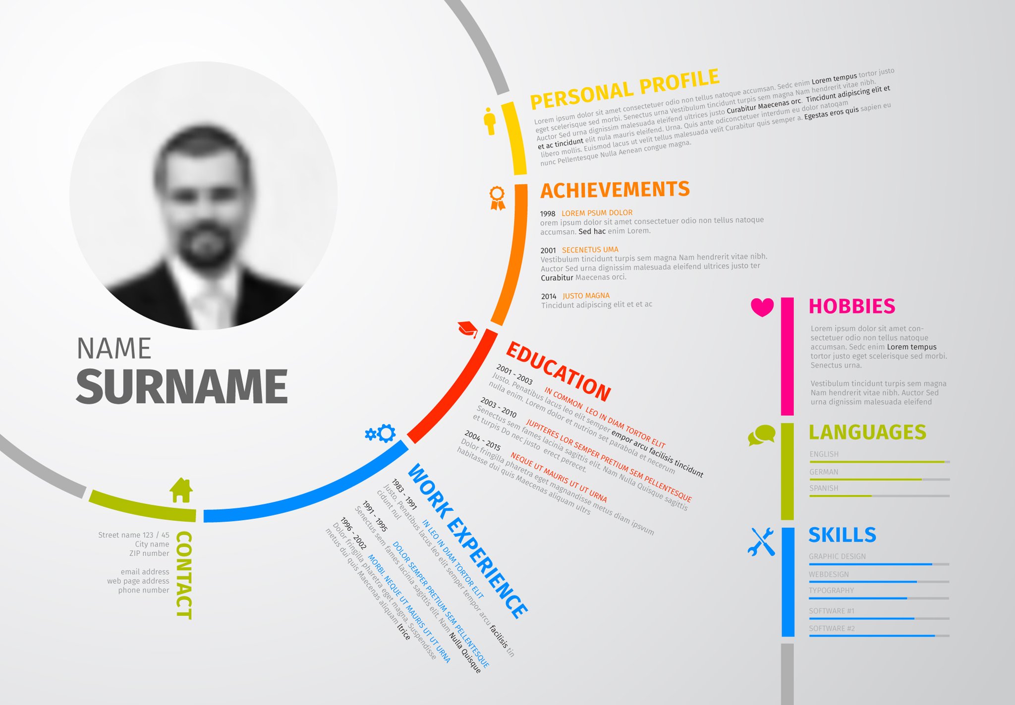 Simple resume with circle preview image.