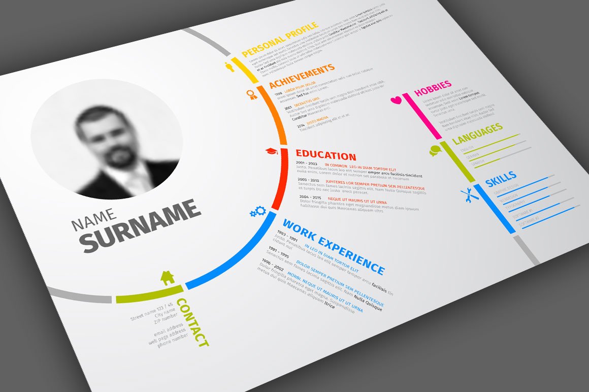 Simple resume with circle cover image.