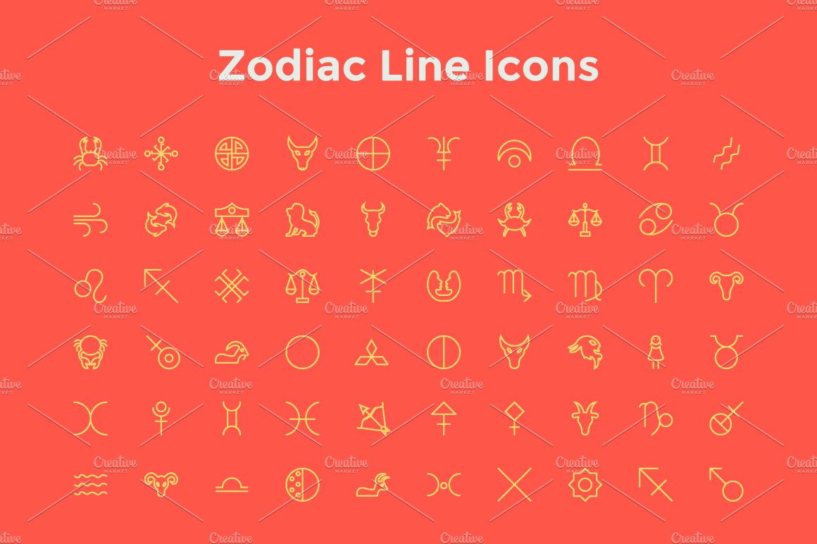 Zodiac Line Icons cover image.