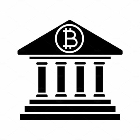 Bitcoin banking glyph icon cover image.