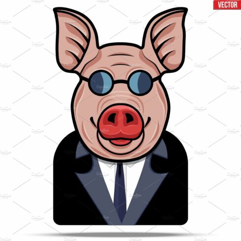 Pig in a suit and glasses cover image.