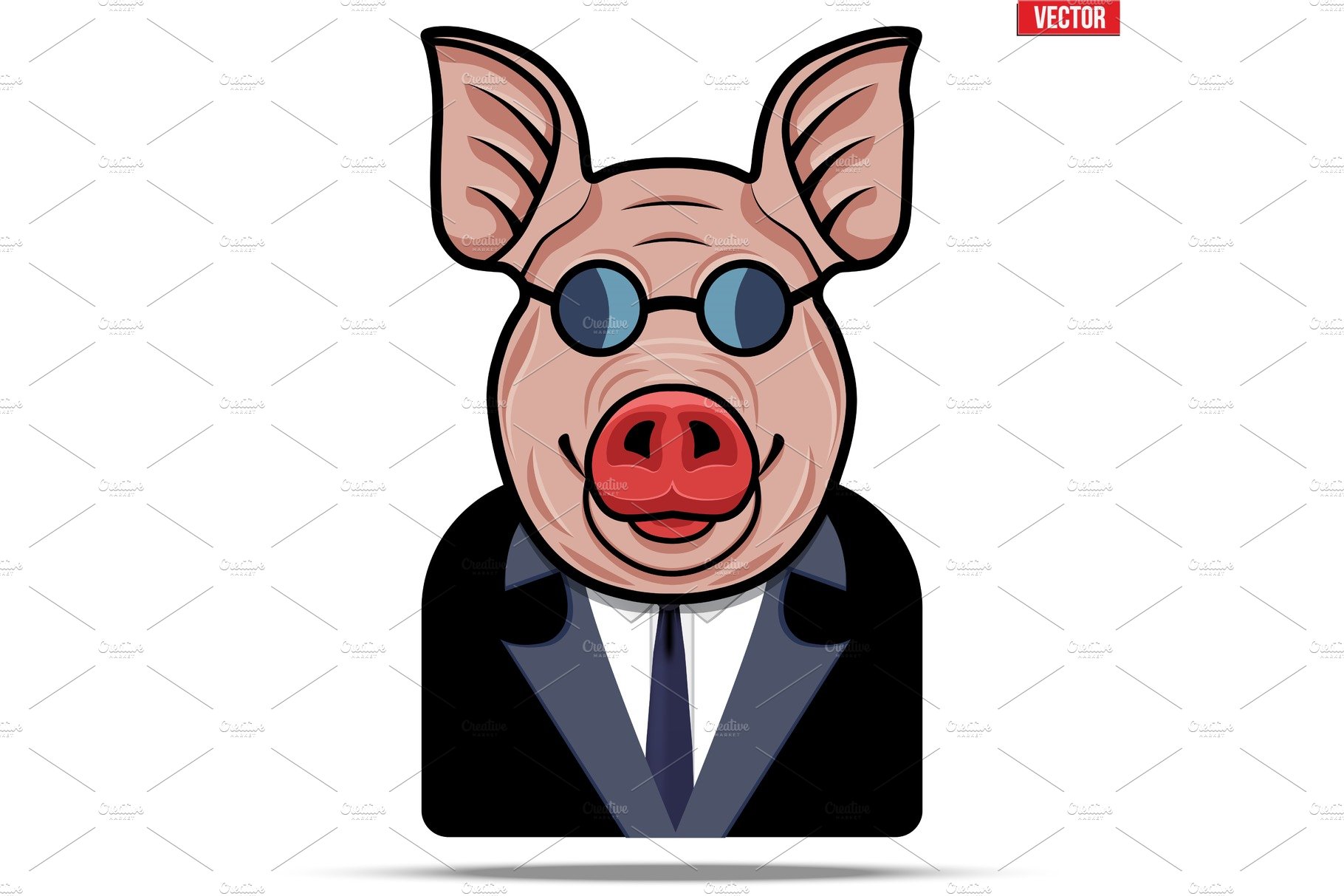 Pig in a suit and glasses cover image.