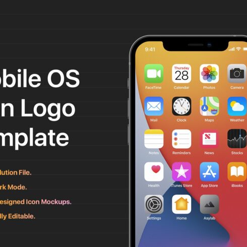 Mobile OS Icon Template Mockup - PSD cover image.