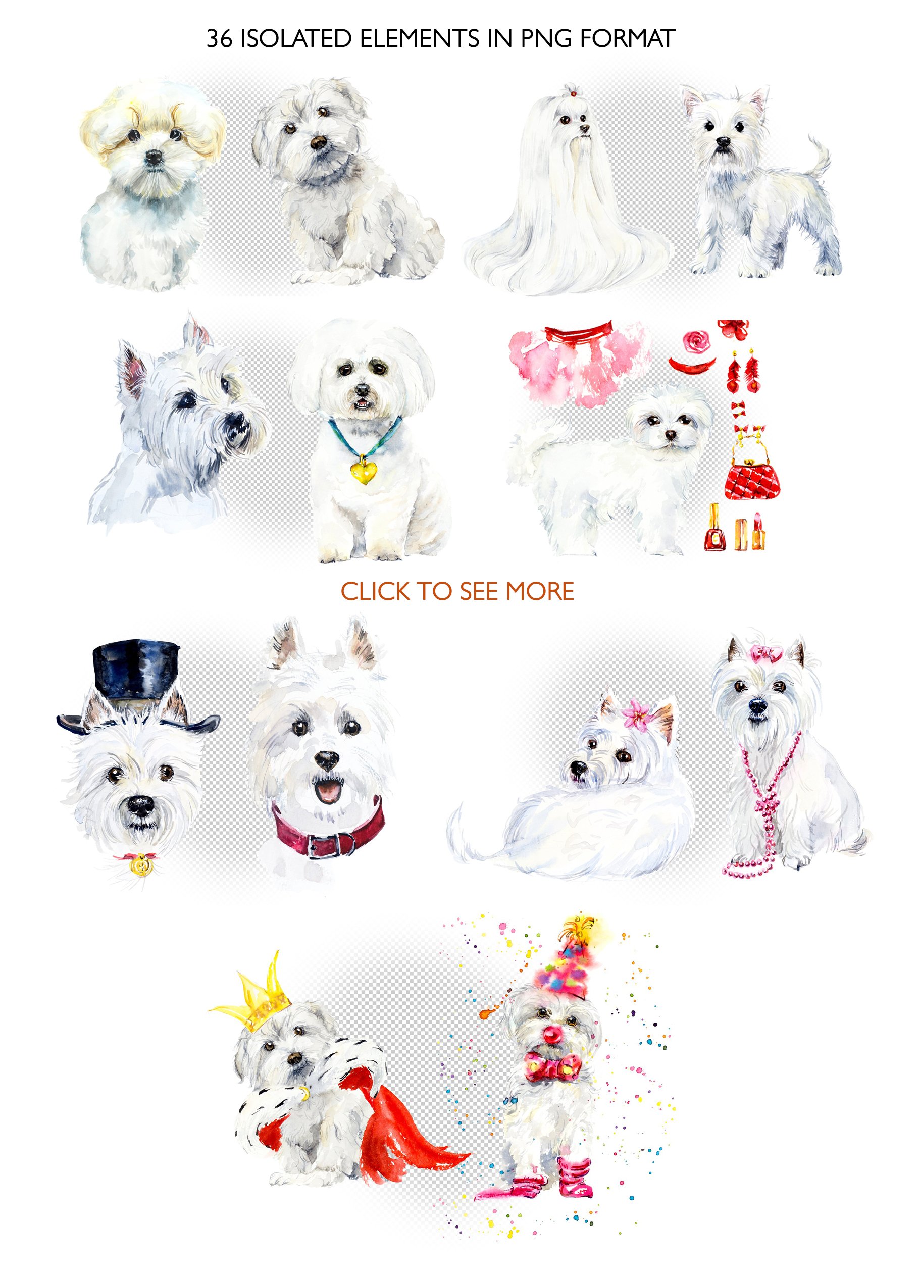 Watercolor maltese dog preview image.