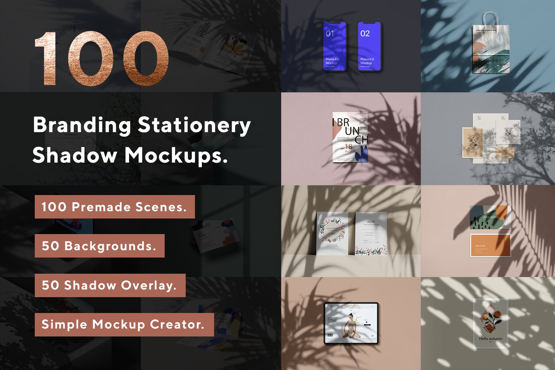 100 Branding Stationery Mockups cover image.