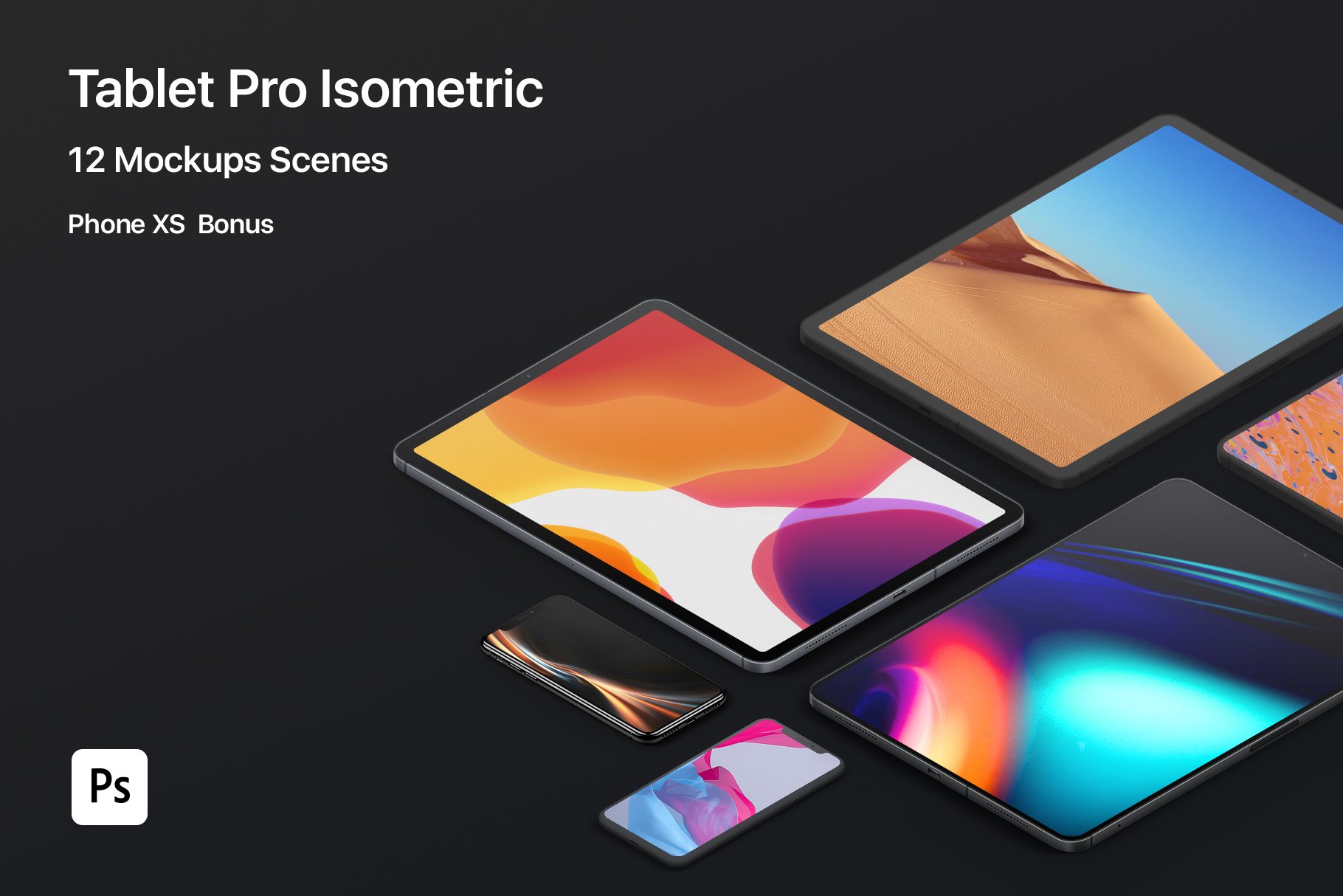 Tablet Pro 2018 - 12 Mockups cover image.