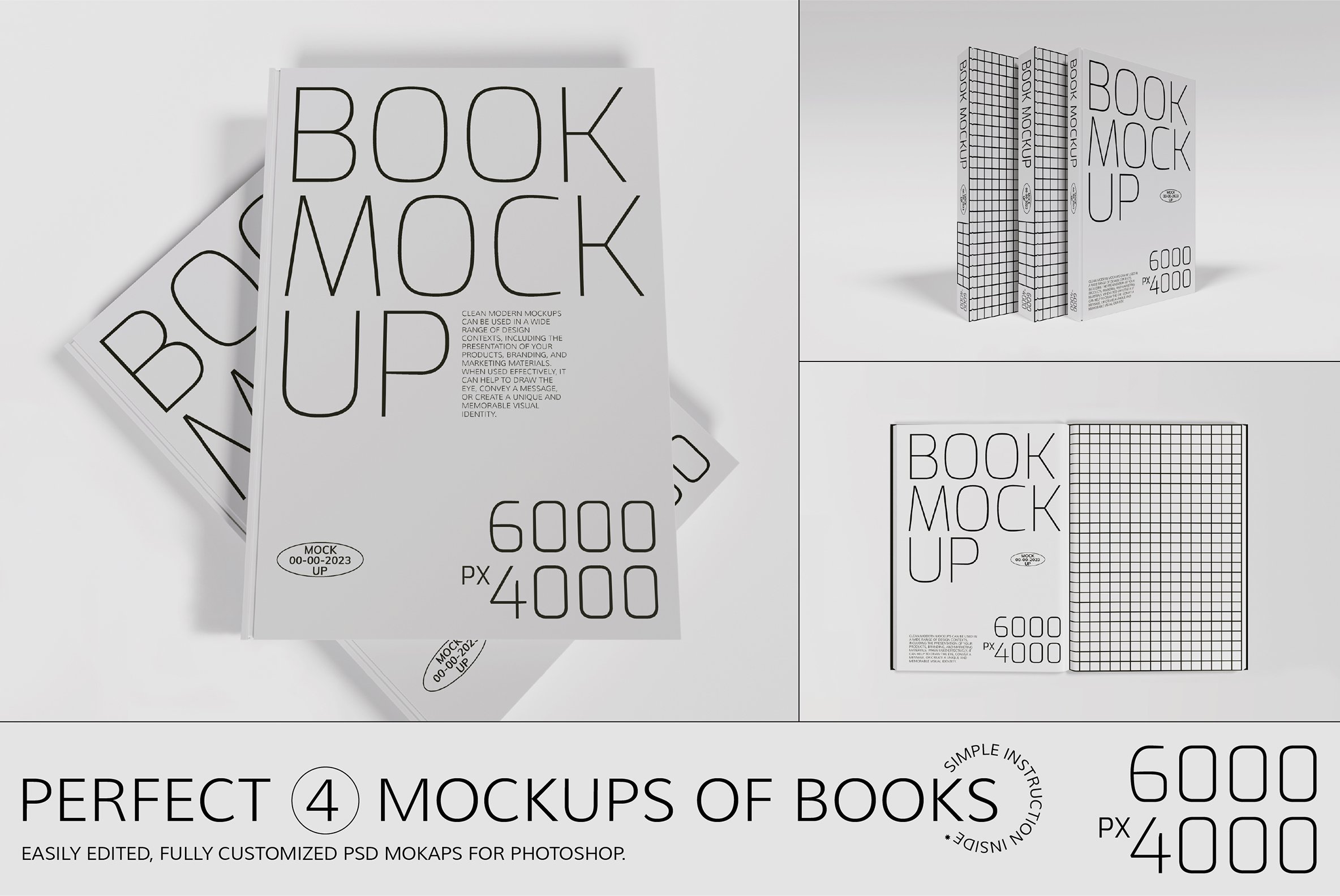 4 Book Mockups Set cover image.