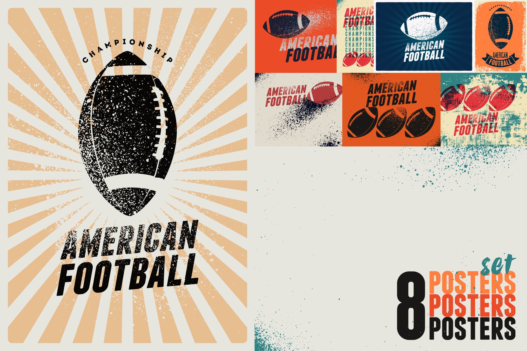American Football grunge posters. cover image.
