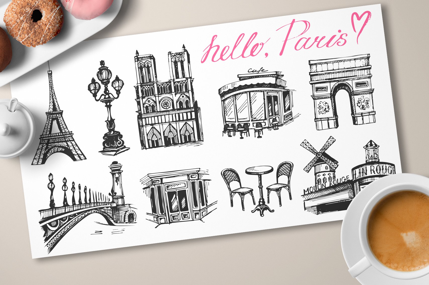 Paris - hand drawn illustrations preview image.