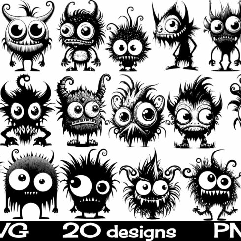 Cute Monsters SVG/PNG Bundle cover image.