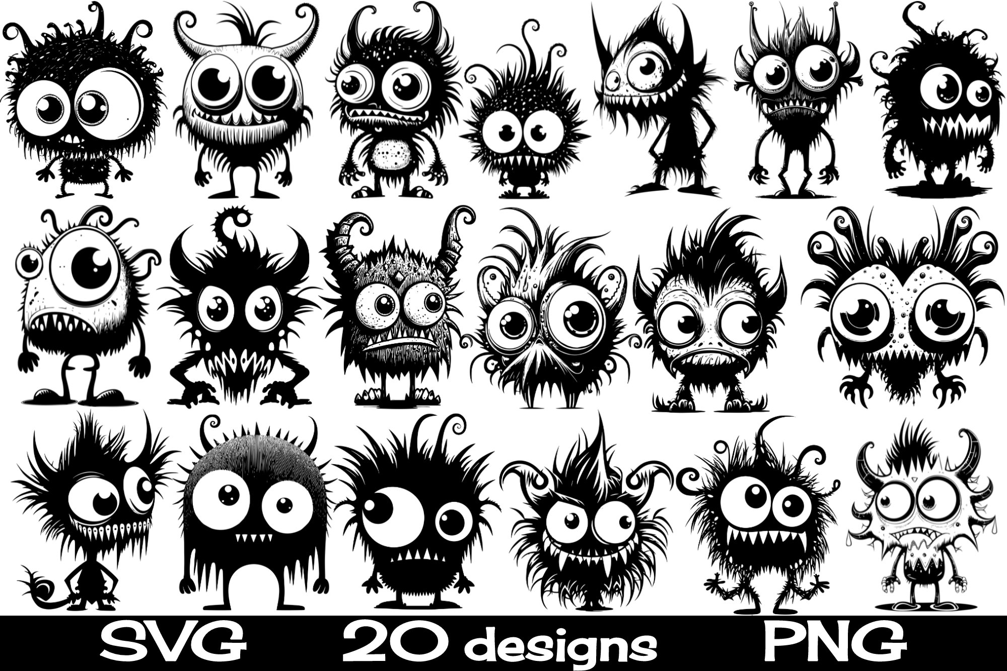 Cute Monsters SVG/PNG Bundle cover image.