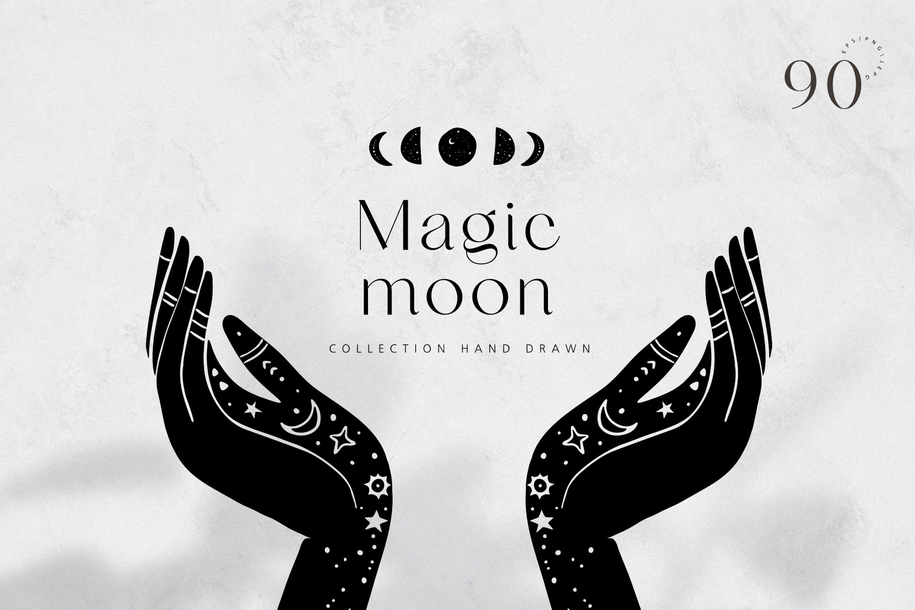 Magic and mystic moon. Boho elements cover image.
