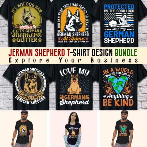 6 typography bundle German Shepherd t-shirt Design Vector Template cover image.