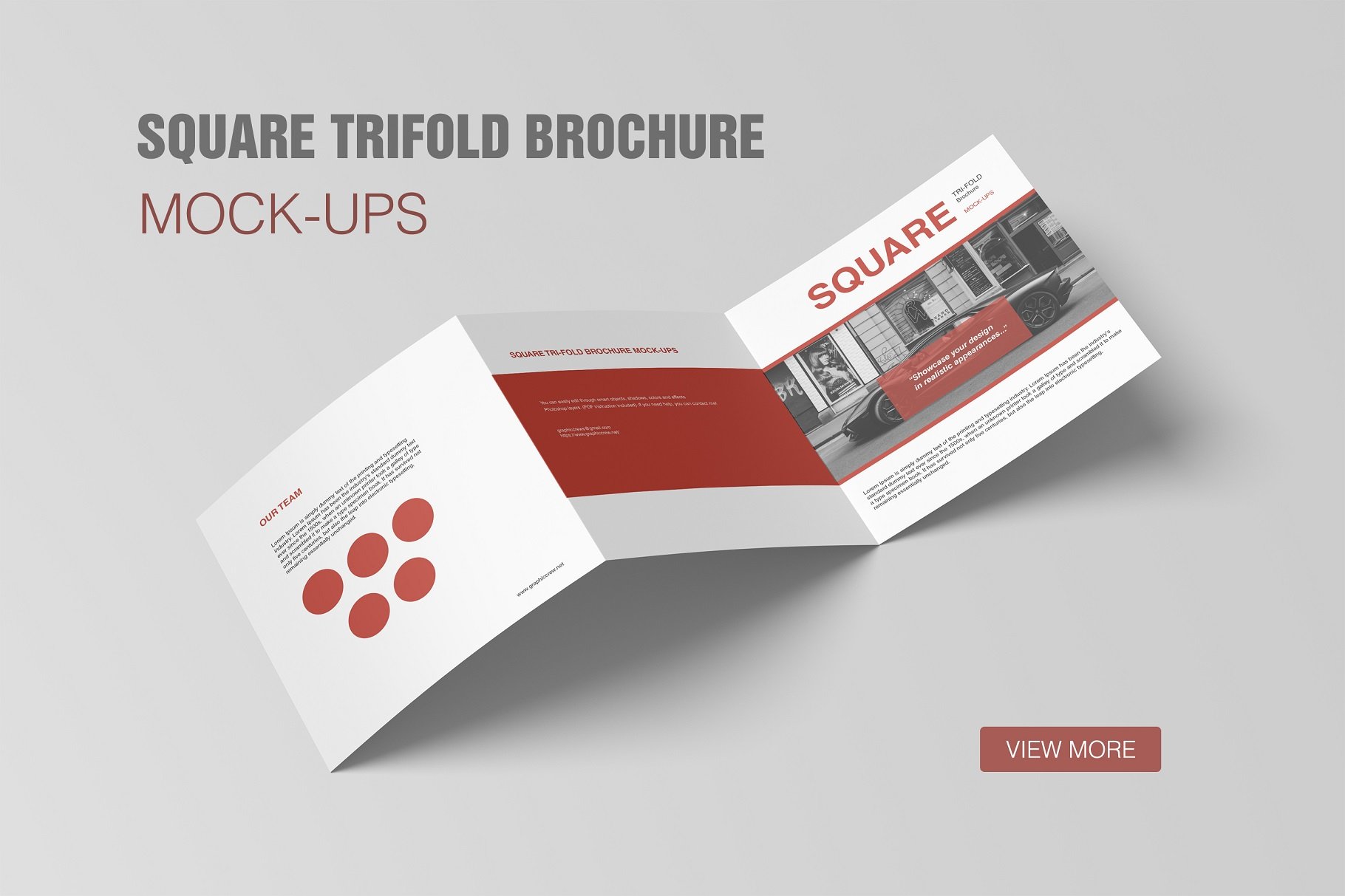 Square Trifold Brochure Mockup cover image.