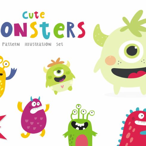 Cute vector monster cover image.