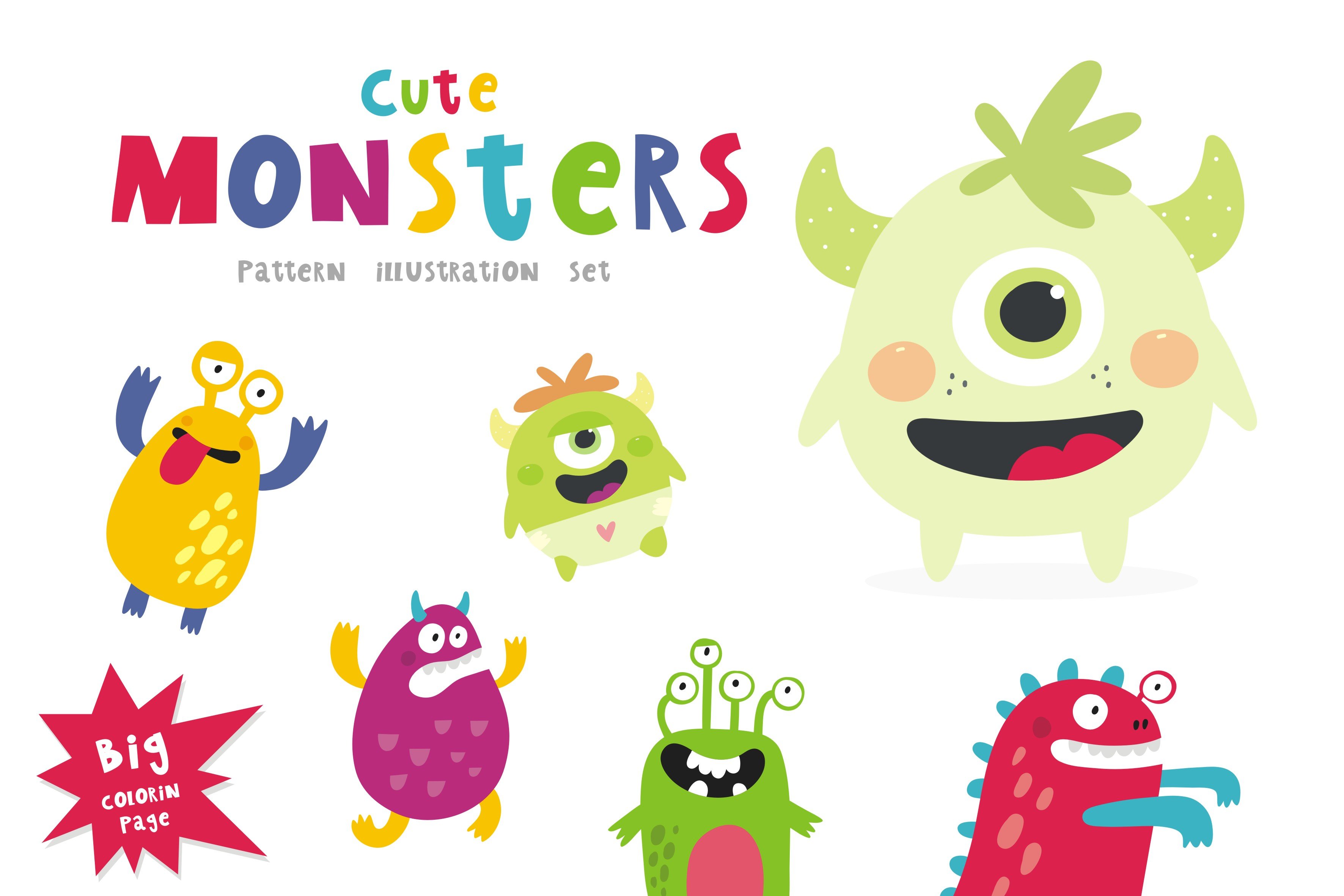 Cute vector monster cover image.