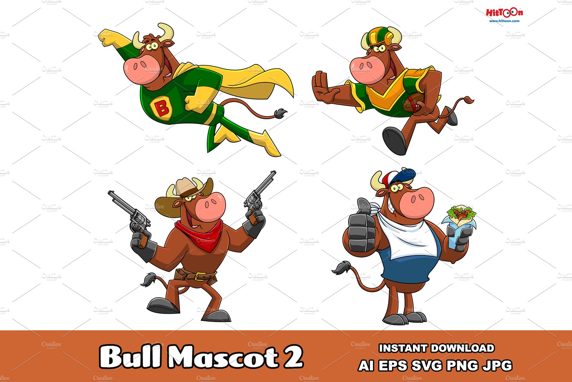 Bull Cartoon Mascot Character 2 cover image.