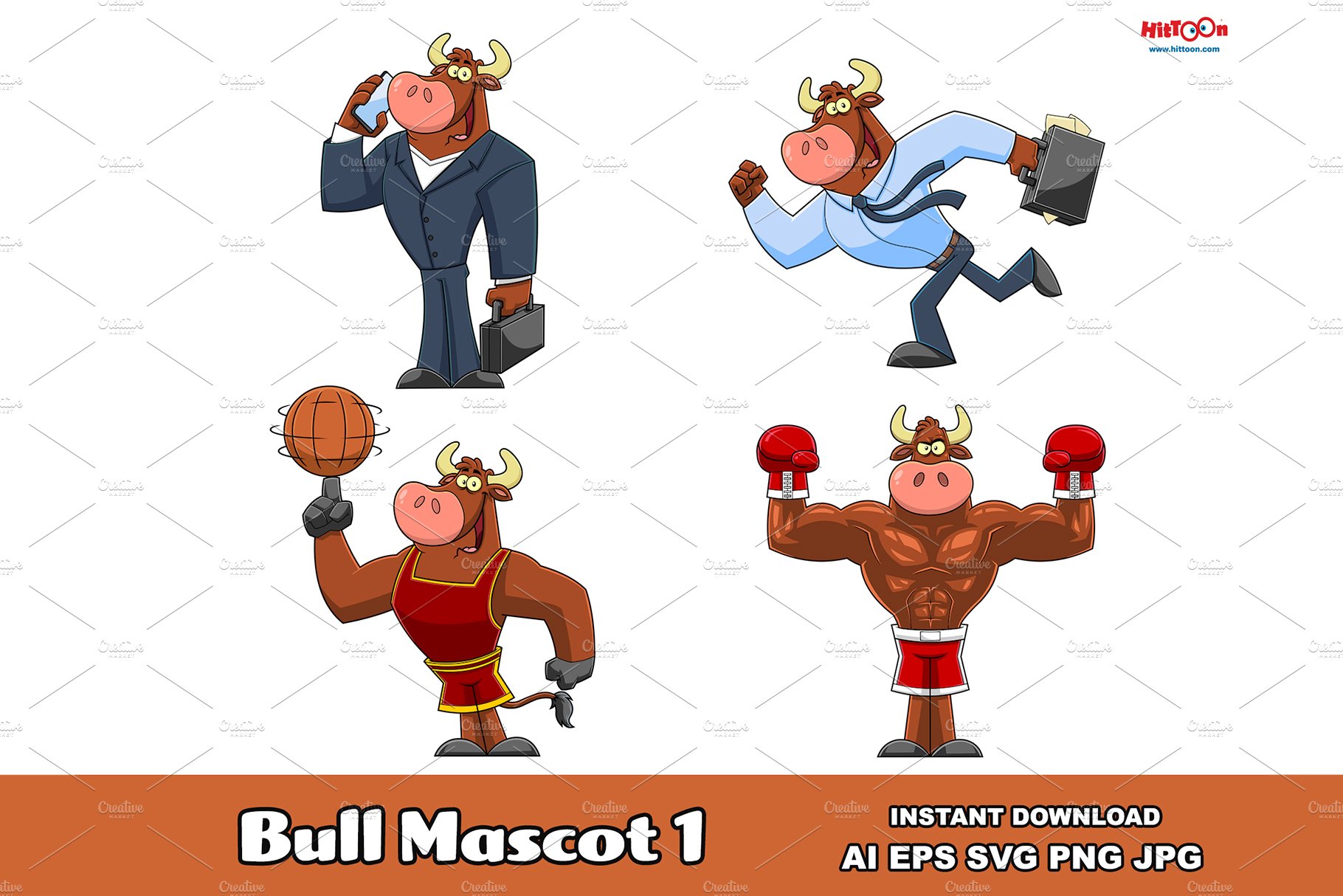 Bull Cartoon Mascot Character 1 cover image.