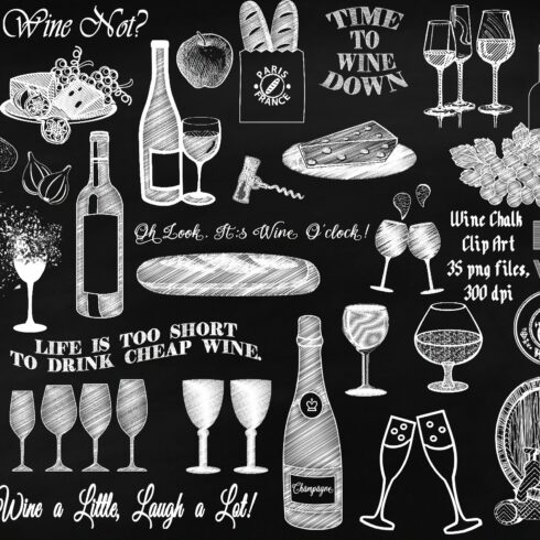 Chalk Wine & Cheese Clip Art cover image.