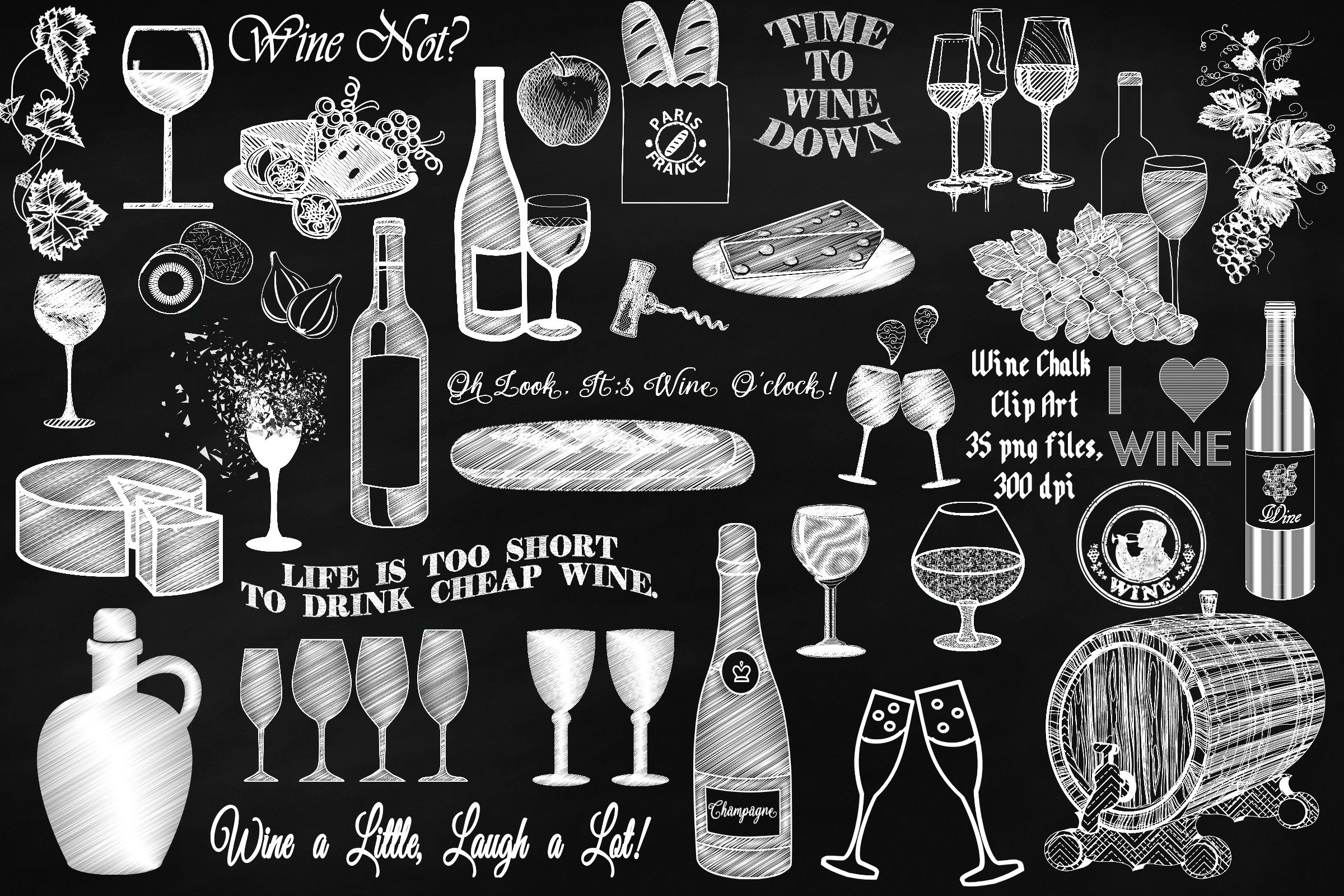 Chalk Wine & Cheese Clip Art cover image.