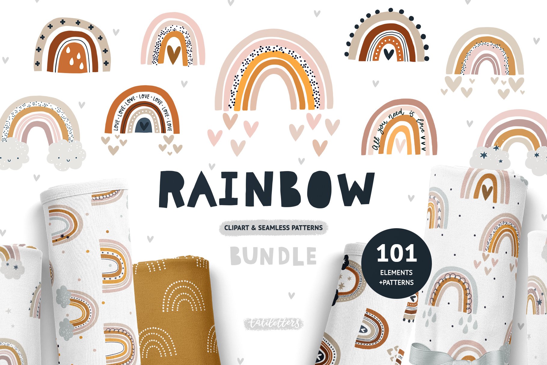 Rainbow Bundle | Clipart & Patterns cover image.