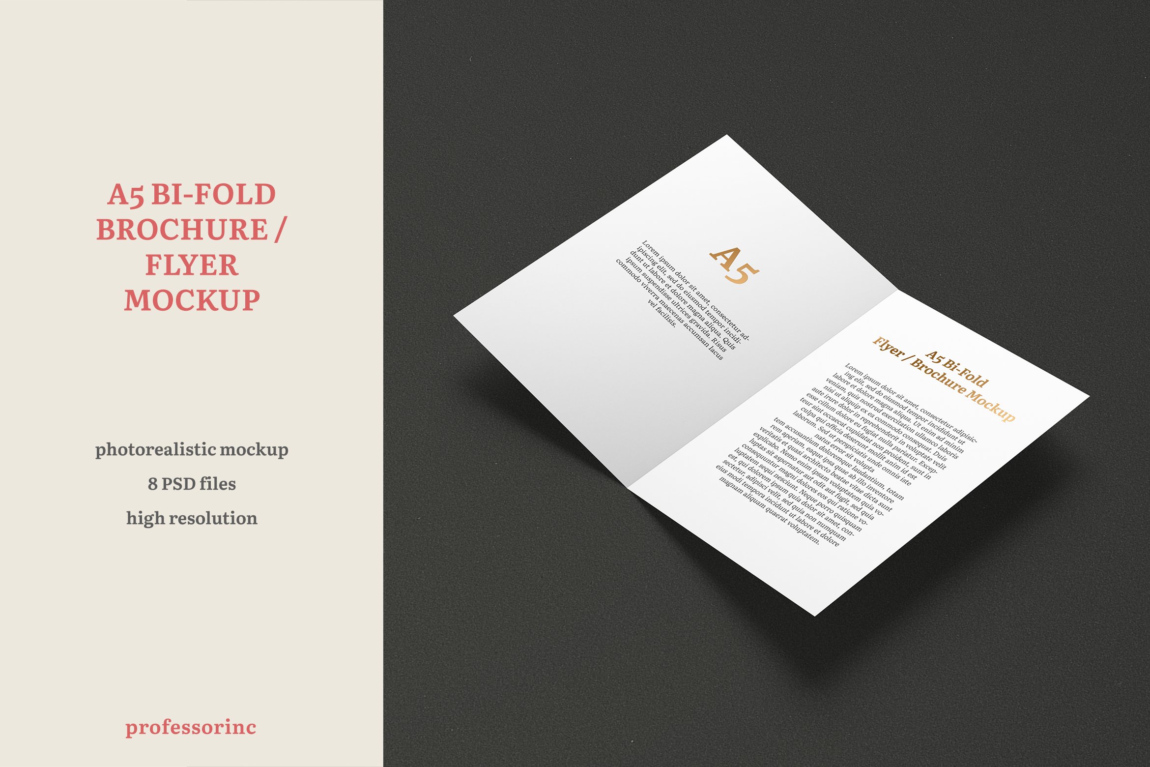 A5 Bi-Fold Brochure / Flyer Mockup cover image.