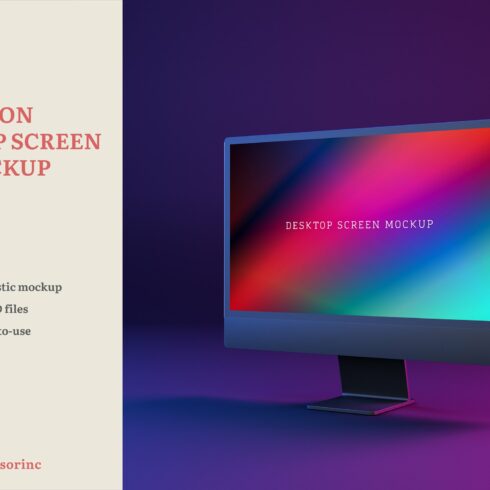 Neon Desktop Screen Mockup cover image.