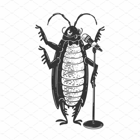 Cockroach singing sketch vector cover image.