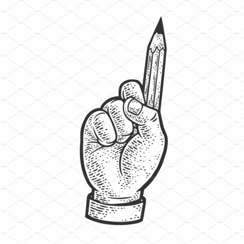 Pencil finger hand sketch vector cover image.