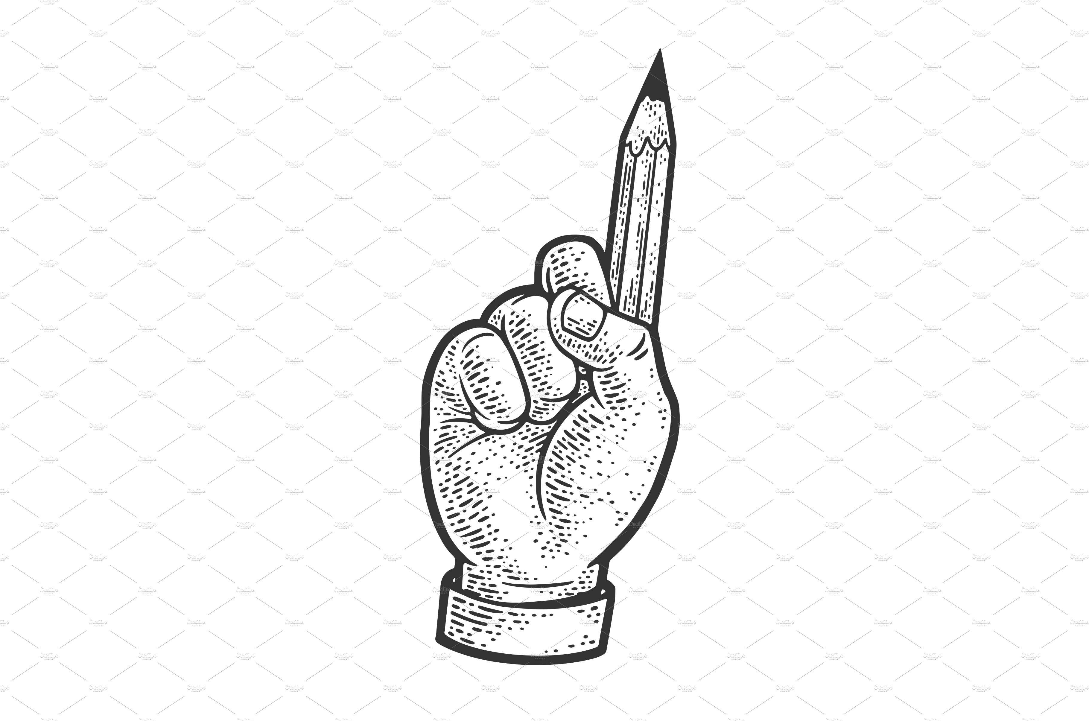 Pencil finger hand sketch vector cover image.