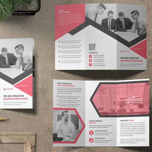 Business trifold brochure template cover image.