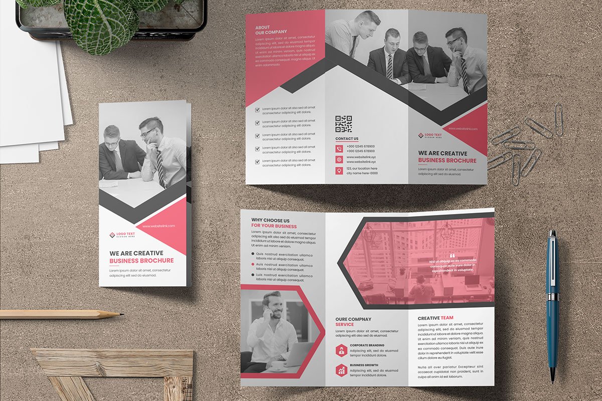 Business trifold brochure template cover image.