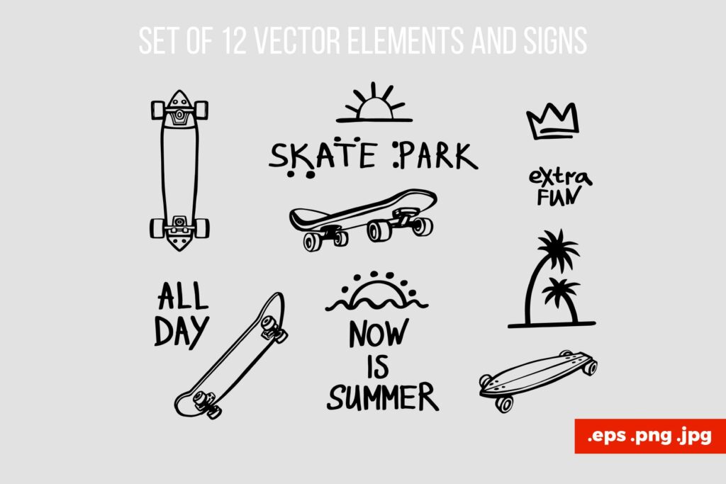 Skateboard Park Sticker & Patterns – MasterBundles