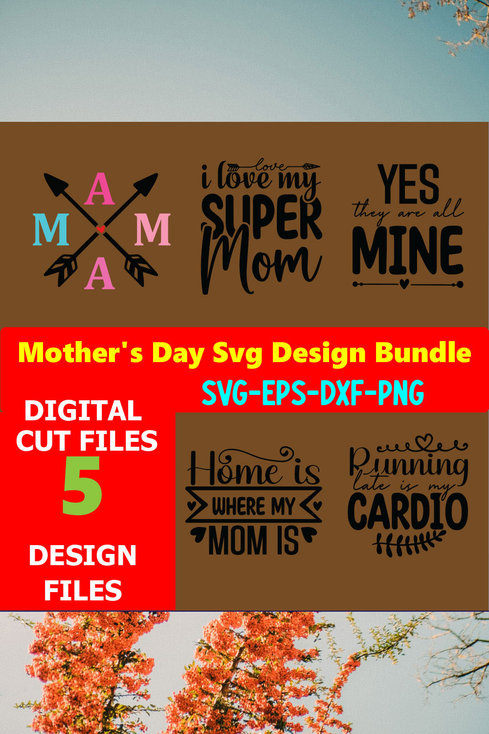 Mom SVG T-shirt Design Bundle Volume-12 pinterest preview image.