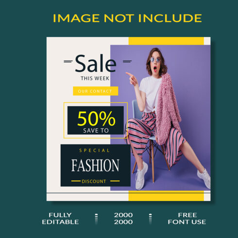 fashion sale instagram post template cover image.